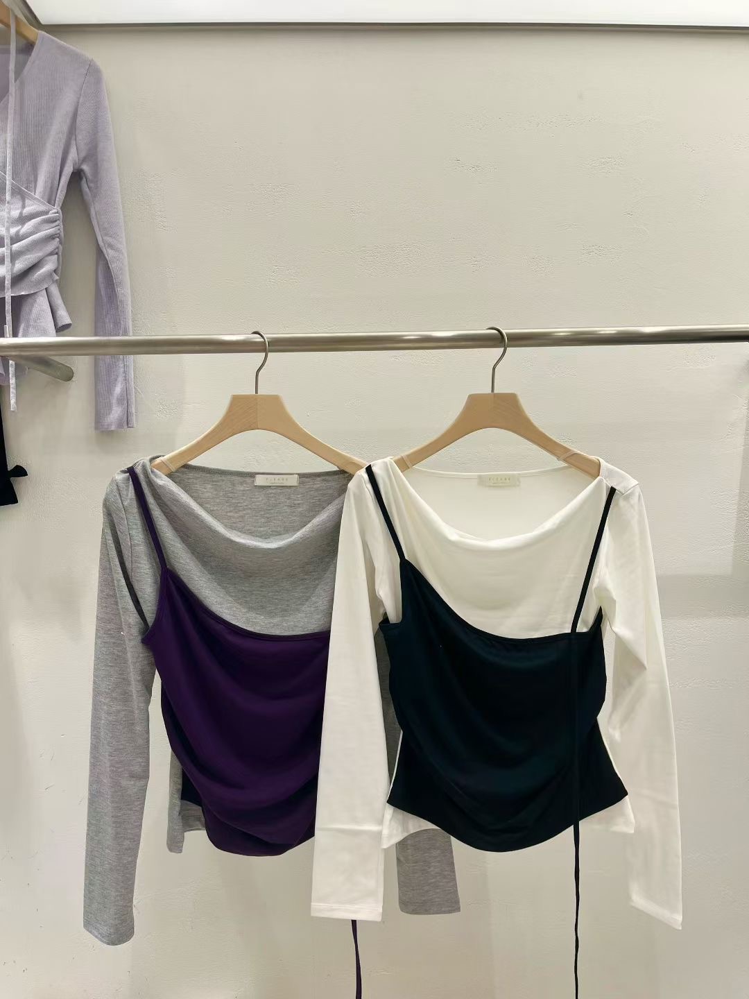 PLEASE/WW韓國直郵女裝新品真品推薦休閑人氣長袖T恤假兩件PLEASE/WW長袖T恤