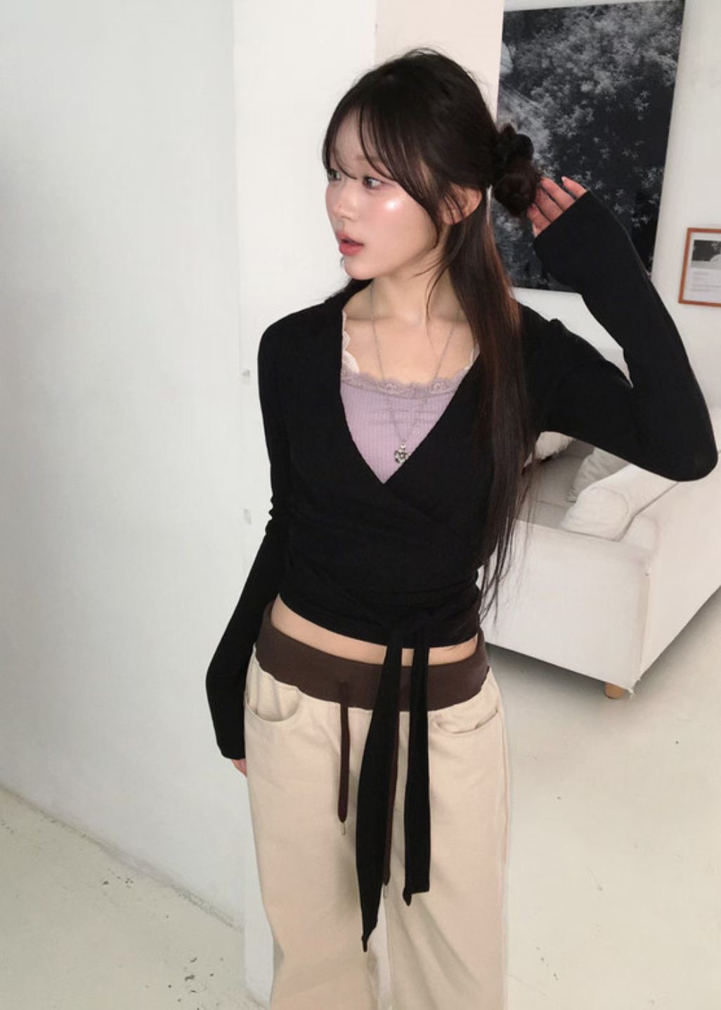 PLEASE/WW東大門代購女士新品推薦長袖T恤不含內搭連帽衫PLEASE/WW長袖T恤圖色1