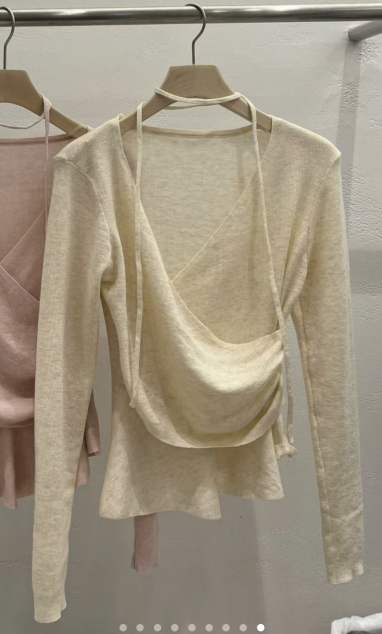 PLEASE/WW韓國代購女裝新款真品時尚休閑推薦針織衫含繩PLEASE/WW針織衫圖色3