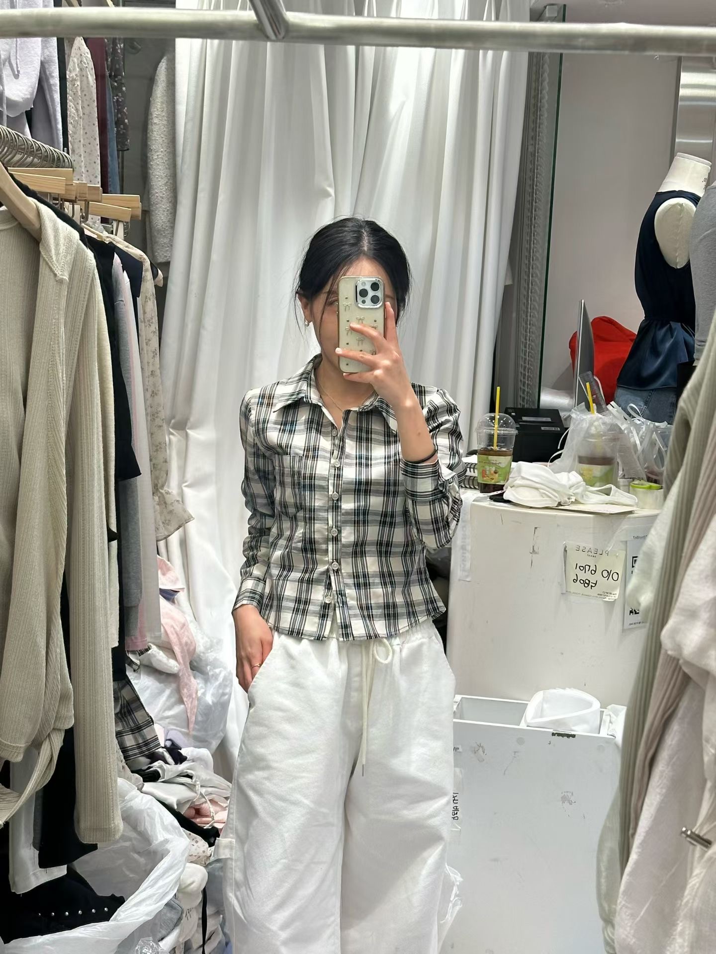 PLEASE/WW韓國代購女裝新款人氣休閑熱賣真品襯衫蕾絲衫PLEASE/WW襯衫/蕾絲衫