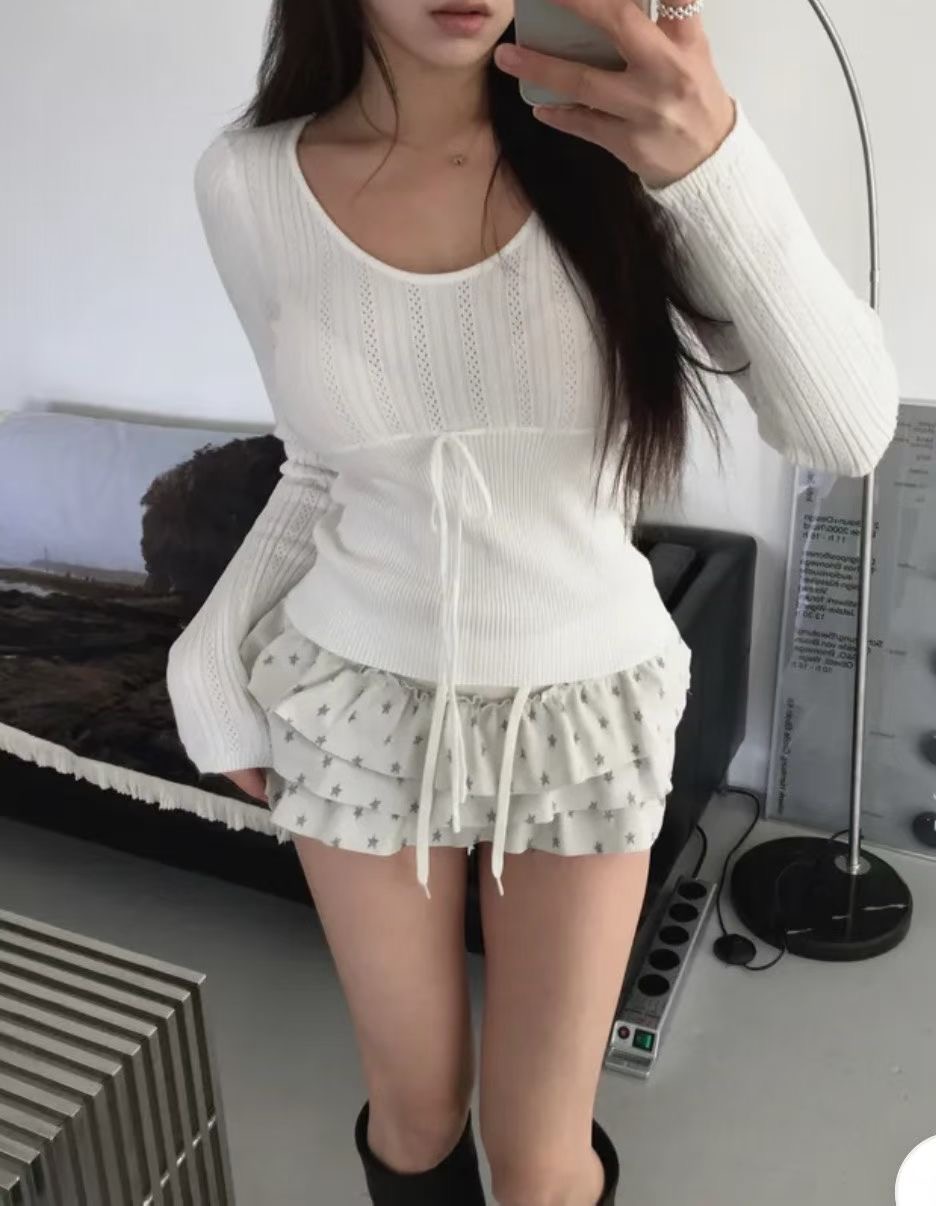 PLEASE/WW韓國直郵女士新款時尚職業熱賣推薦針織衫絲帶PLEASE/WW針織衫圖色2