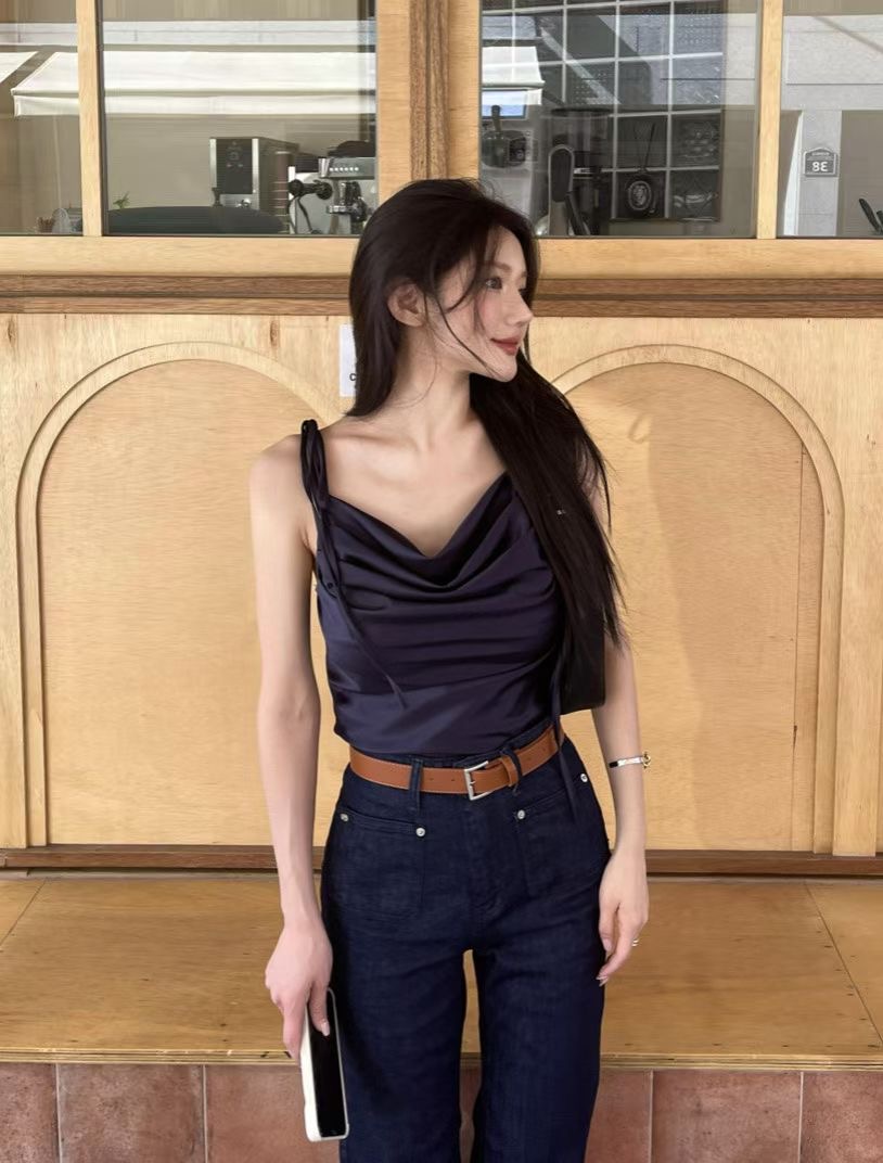 PLEASE/WW韓國直郵女士新品26春夏推薦熱賣吊帶背心褶皺PLEASE/WW吊帶/背心