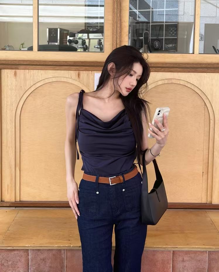 PLEASE/WW韓國直郵女士新品26春夏推薦熱賣吊帶背心褶皺PLEASE/WW吊帶/背心