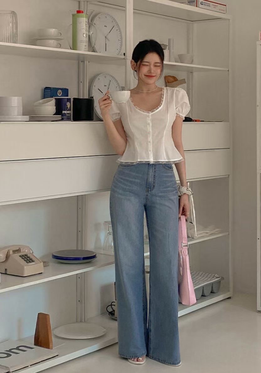 PLEASE/WW韓國直郵女士新款真品熱賣時尚休閑職業牛仔褲PLEASE/WW牛仔褲