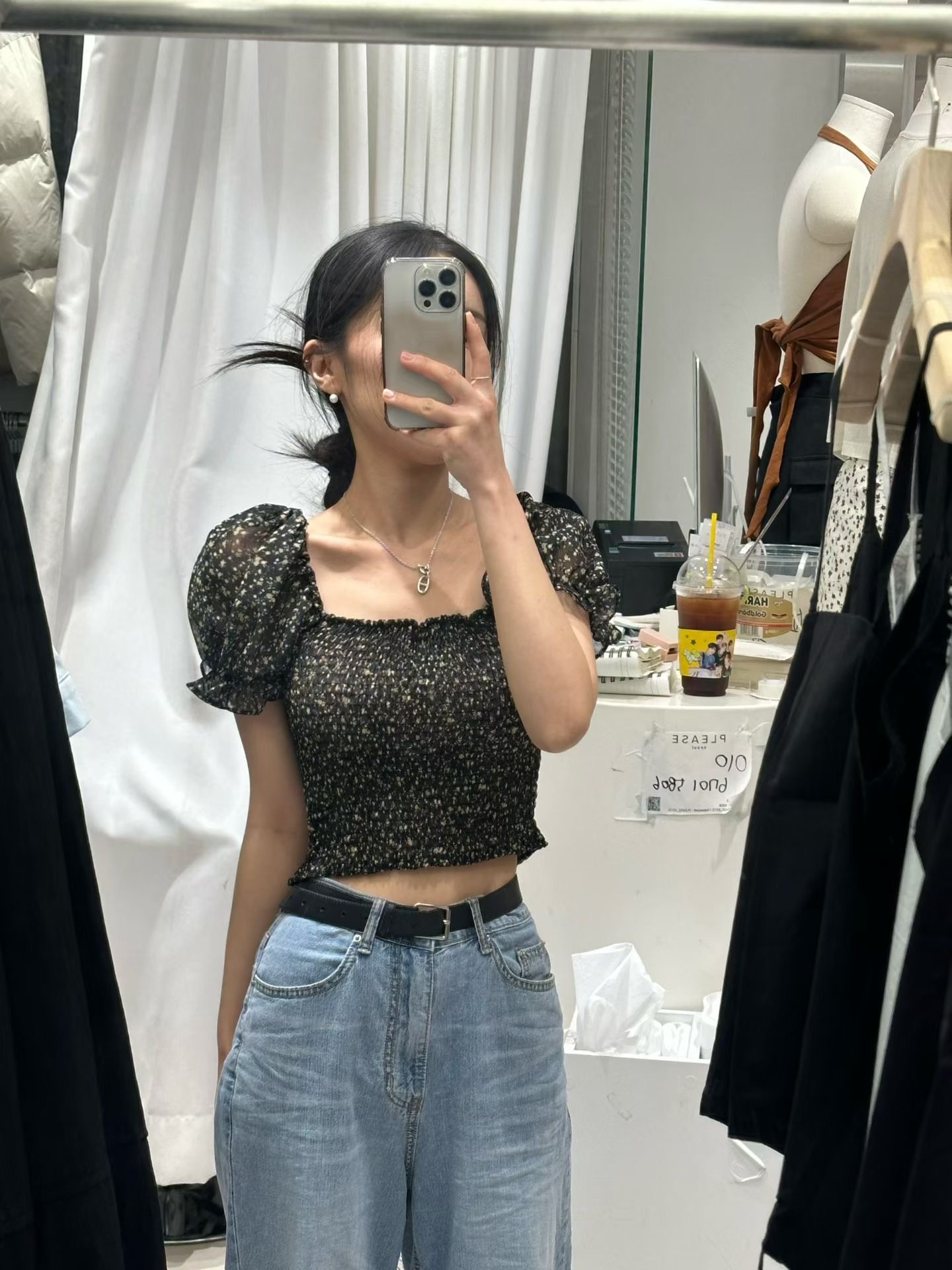 PLEASE/WW韓國代購女裝新款推薦時尚26春夏職業襯衫蕾絲衫PLEASE/WW襯衫/蕾絲衫圖色1