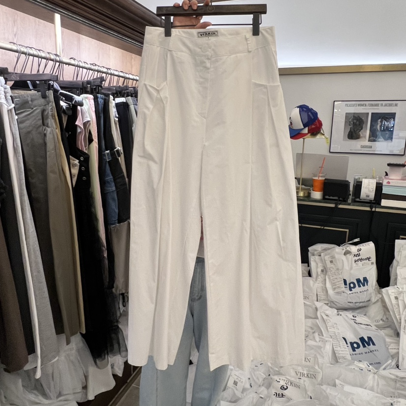 VIRKIN韓國東大門直郵女士新款26春夏休閑職業休閑褲褶裥VIRKIN休閑褲圖色1