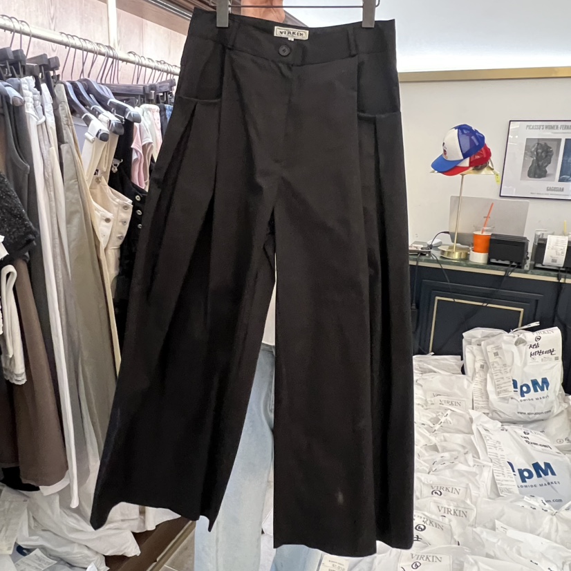 VIRKIN韓國東大門直郵女士新款26春夏休閑職業休閑褲褶裥VIRKIN休閑褲圖色4