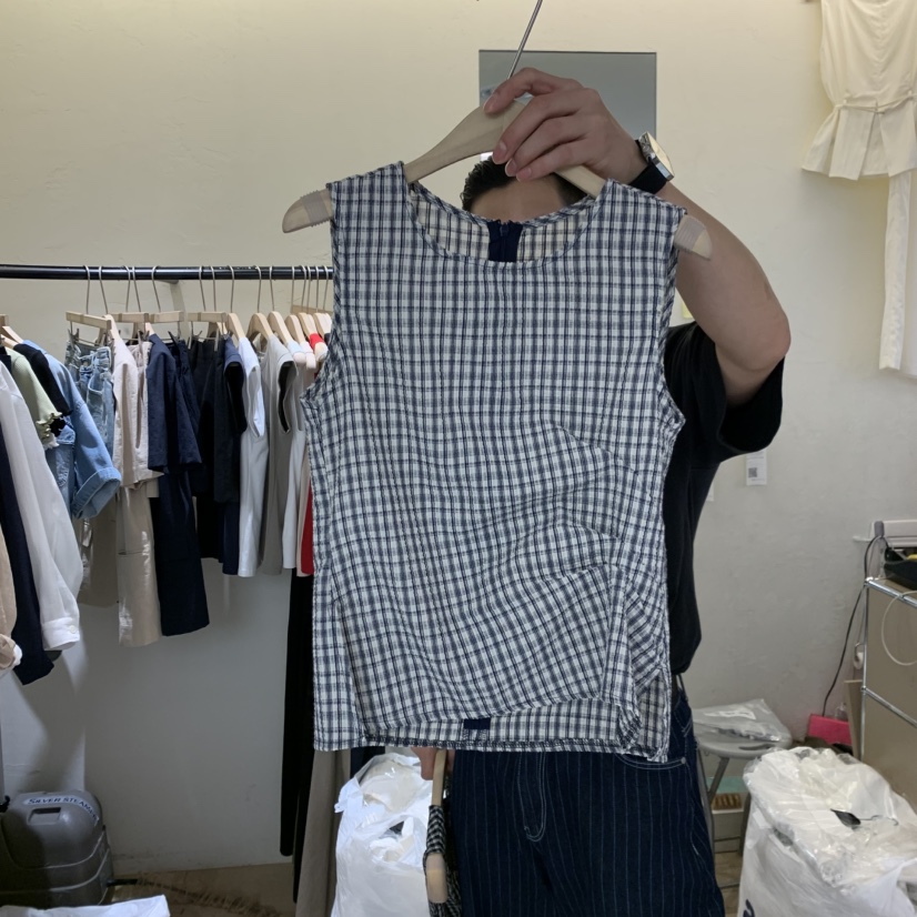 W AND J韓國直郵女裝新款人氣職業26春夏休閑吊帶背心格子W AND J吊帶/背心圖色1