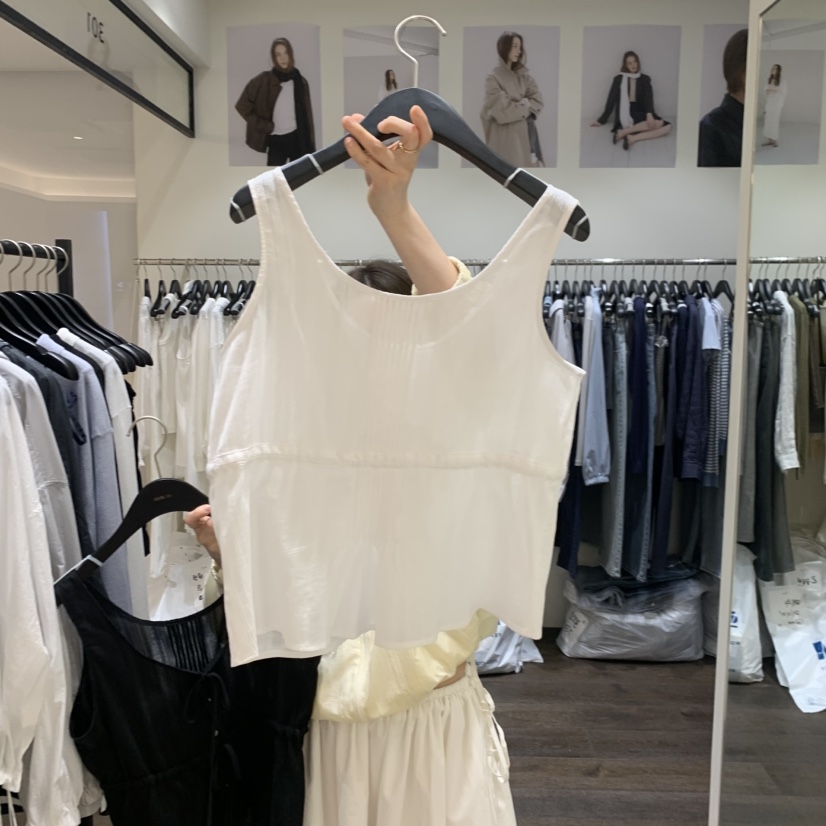 OURIN/THIS IS韓國代購女士新品熱賣人氣吊帶背心褶裥緞OURIN/THIS IS吊帶/背心