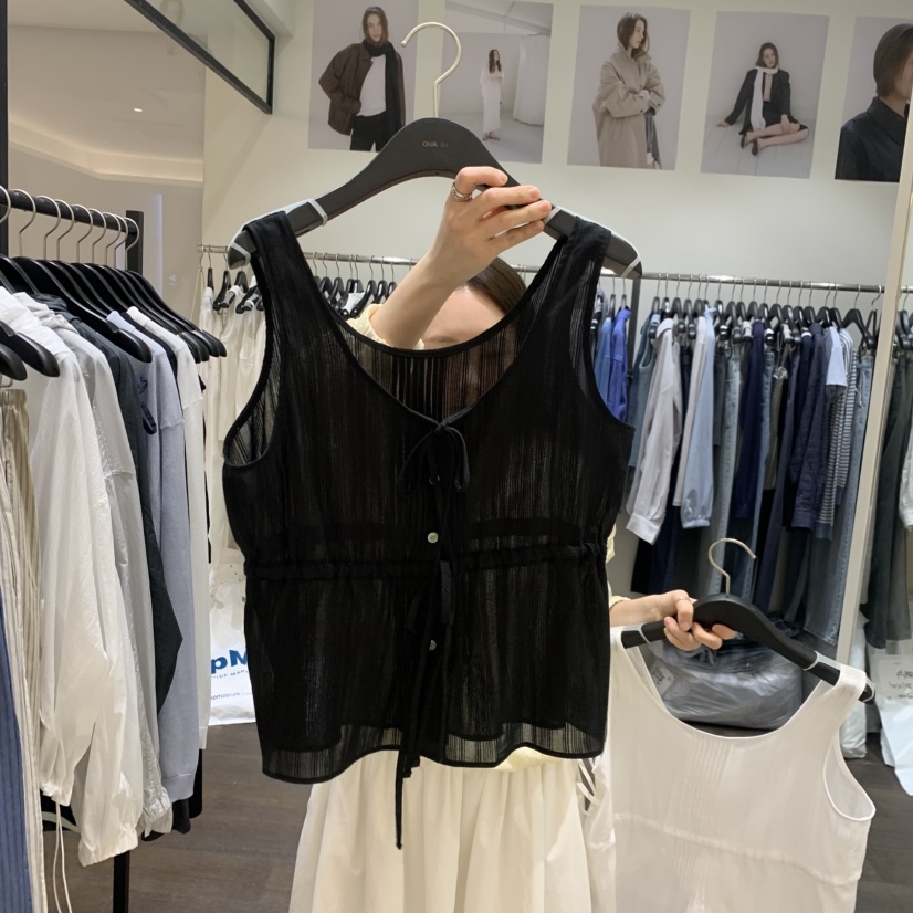 OURIN/THIS IS韓國代購女士新品熱賣人氣吊帶背心褶裥緞OURIN/THIS IS吊帶/背心圖色2