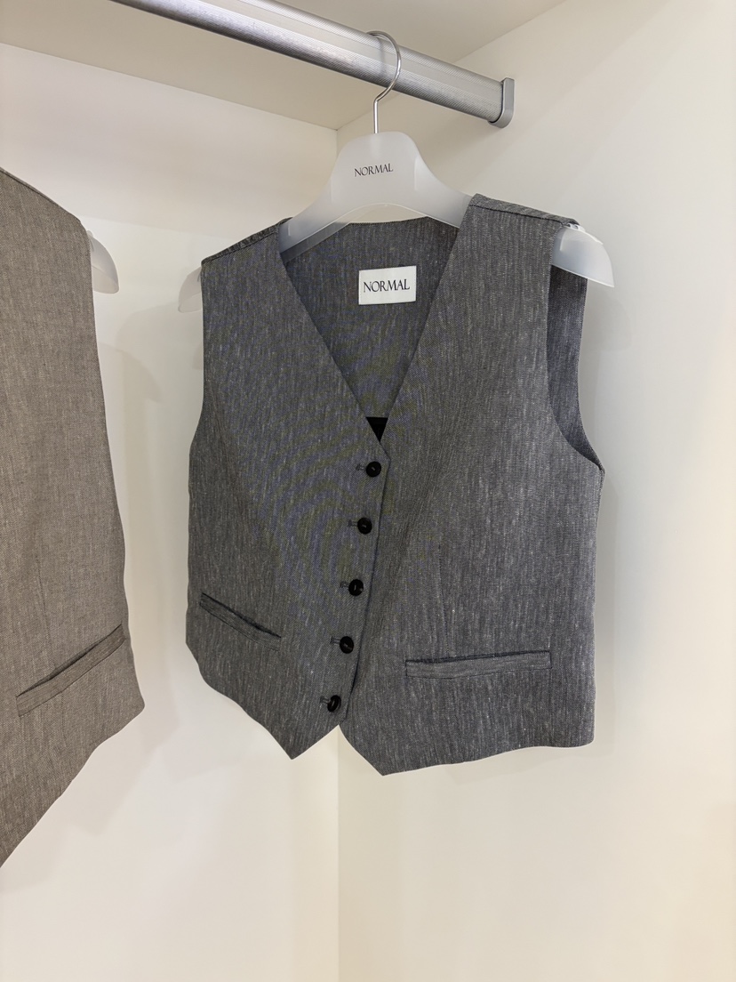 NORMAL韓國代購女裝新品人氣時尚26春夏職業休閑馬甲亞麻布NORMAL馬甲圖色1