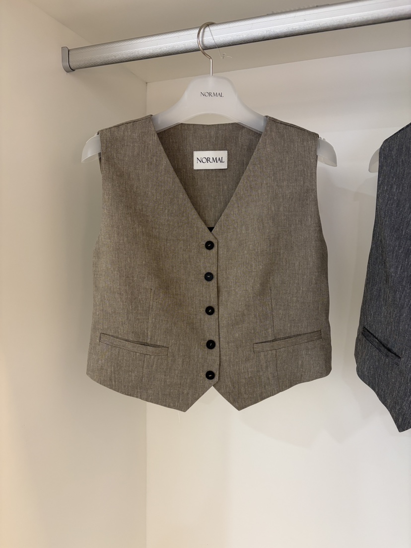 NORMAL韓國代購女裝新品人氣時尚26春夏職業休閑馬甲亞麻布NORMAL馬甲圖色2