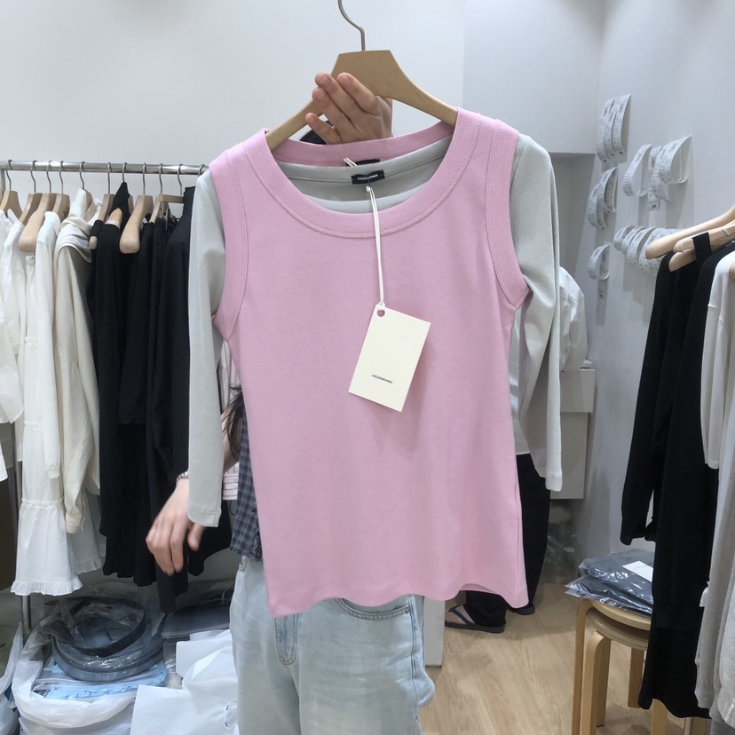 HAUS-A韓國直郵女士新款時尚人氣26春夏吊帶背心不含內搭棉質HAUSWOMEN吊帶/背心圖色1