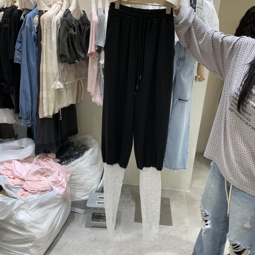 BY FLOW韓國直郵實拍女士新款人氣時尚熱賣休閑褲保暖蕾絲BY FLOW休閑褲圖色1