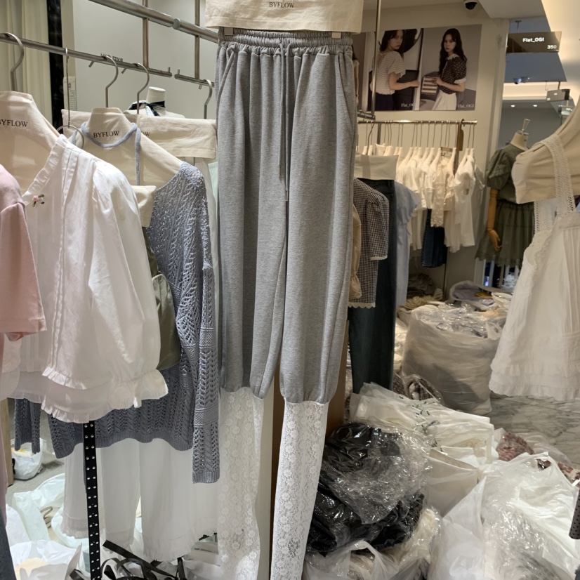 BY FLOW韓國直郵實拍女士新款人氣時尚熱賣休閑褲保暖蕾絲BY FLOW休閑褲圖色2