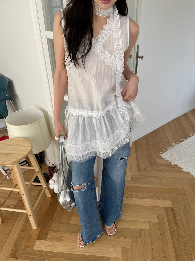 JOURNEY韓國代購女士新款26春夏人氣熱賣襯衫蕾絲衫含圍巾JOURNEY襯衫/蕾絲衫