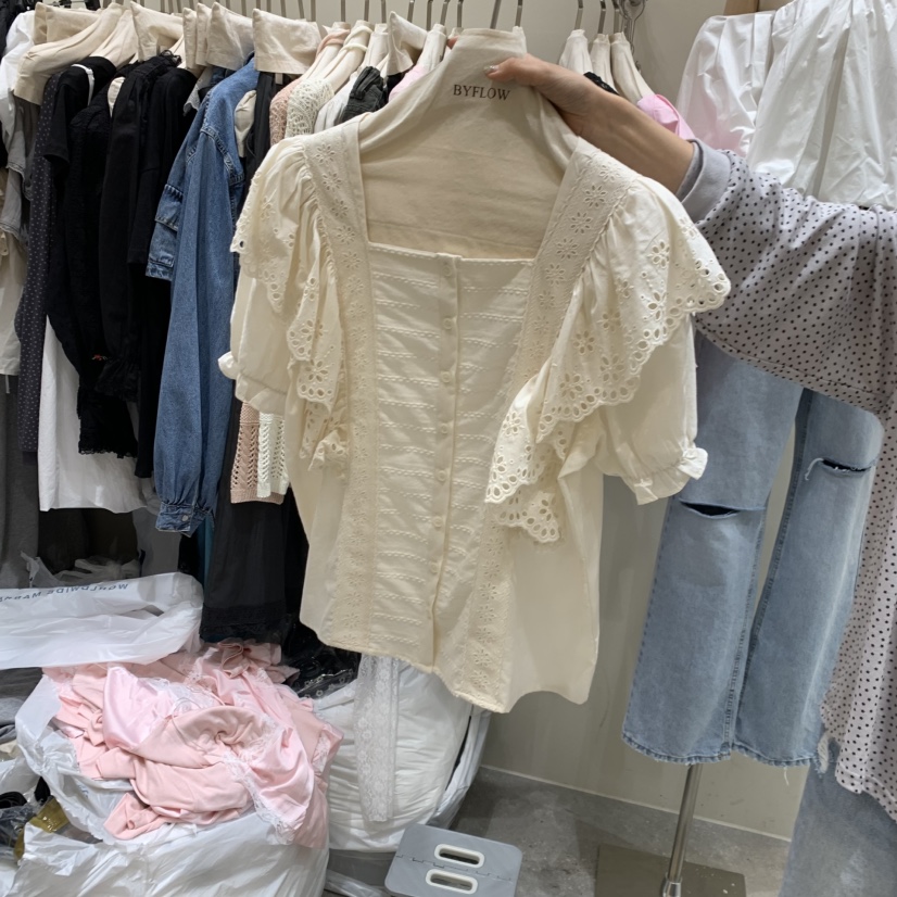 BY FLOW韓國東大門代購女士新品熱賣職業襯衫蕾絲衫柔軟BY FLOW襯衫/蕾絲衫圖色2