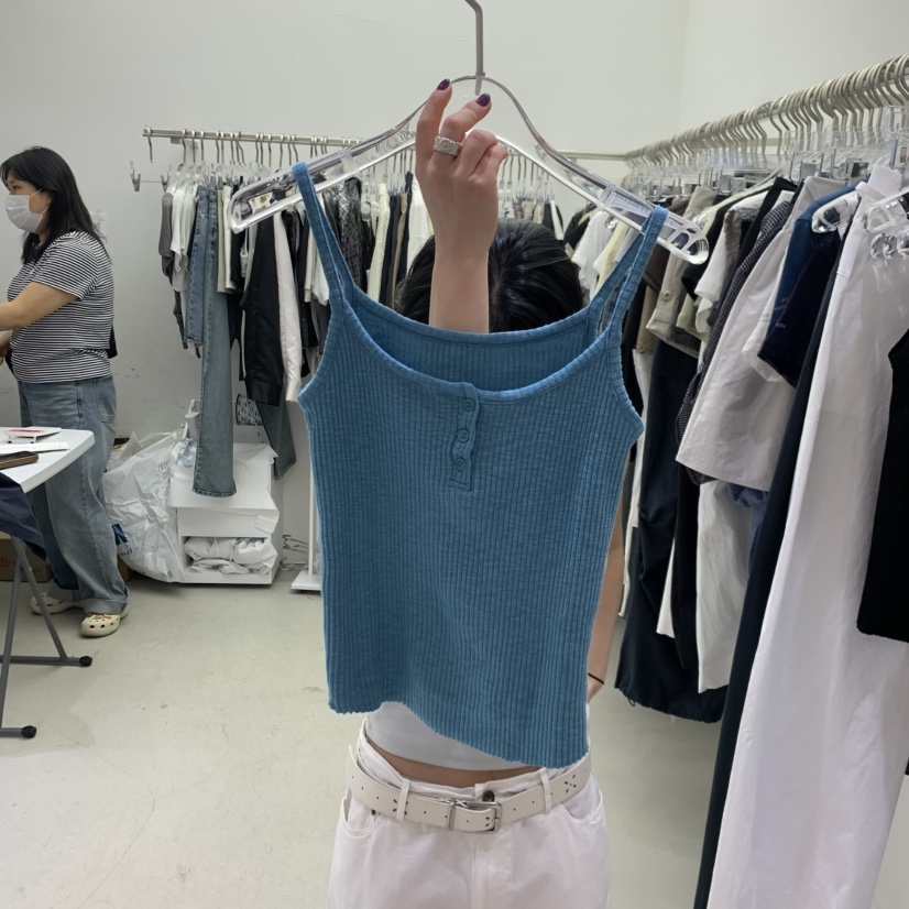 PADO韓國東大門代購女士新品人氣休閑熱賣時尚吊帶背心紐扣PADO吊帶/背心圖色2