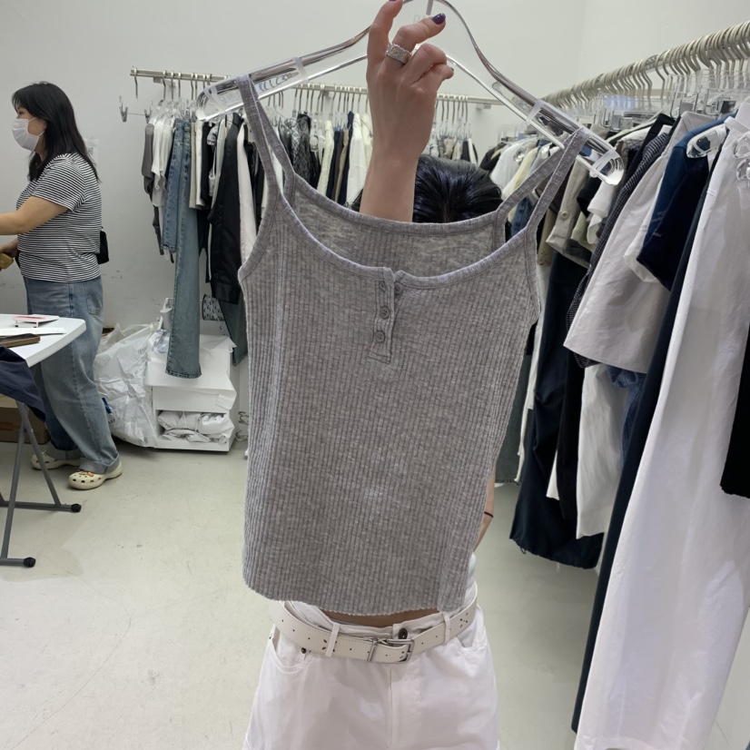 PADO韓國東大門代購女士新品人氣休閑熱賣時尚吊帶背心紐扣PADO吊帶/背心圖色3