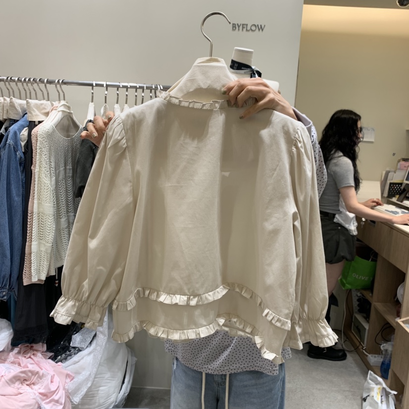 BY FLOW韓國東大門直郵女裝新款休閑熱賣26春夏襯衫蕾絲衫BY FLOW襯衫/蕾絲衫