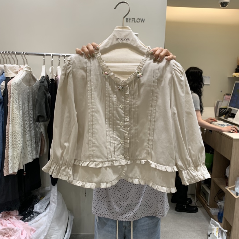 BY FLOW韓國東大門直郵女裝新款休閑熱賣26春夏襯衫蕾絲衫BY FLOW襯衫/蕾絲衫圖色2