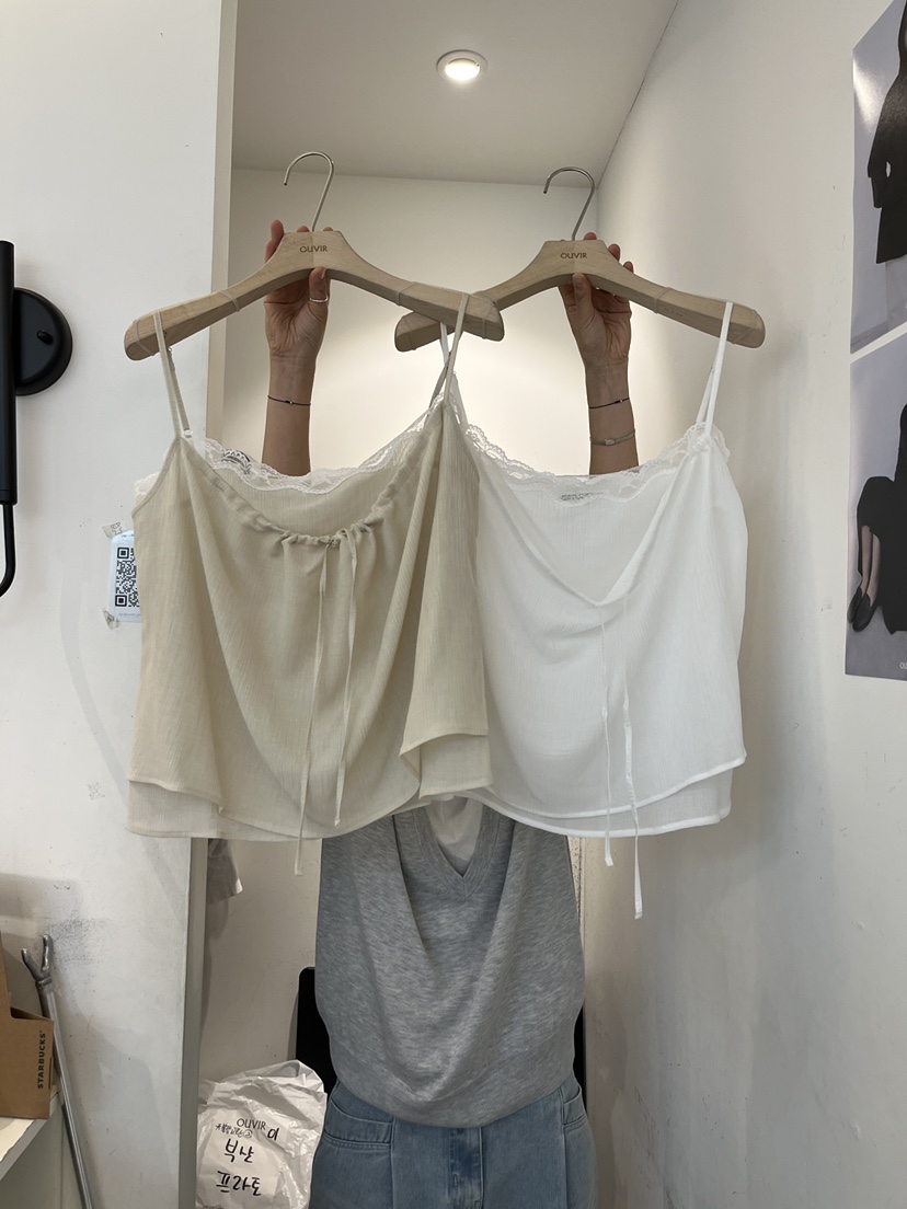OUVIR韓國直郵女裝新品熱賣推薦休閑職業吊帶背心蕾絲雙層O.V.R/OUVIR吊帶/背心