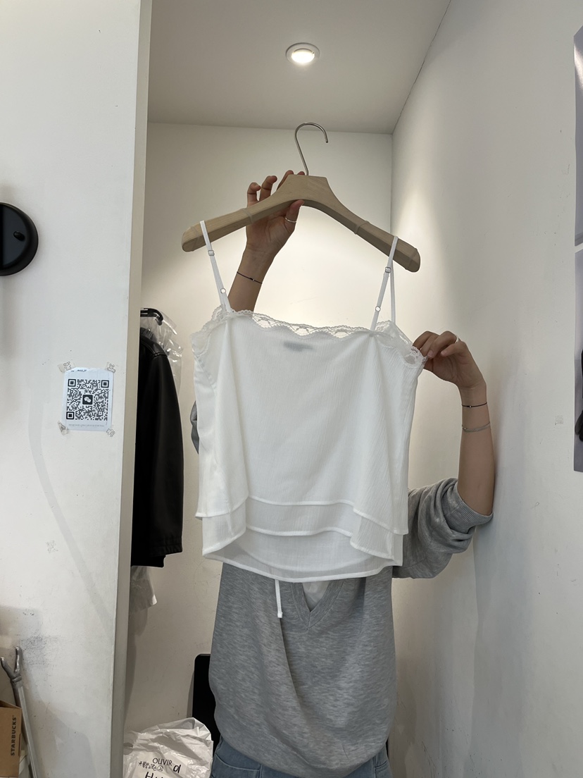 OUVIR韓國直郵女裝新品熱賣推薦休閑職業吊帶背心蕾絲雙層O.V.R/OUVIR吊帶/背心