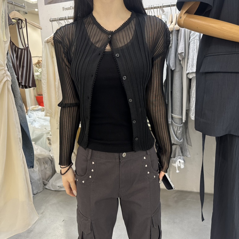 FOUNDATION韓國東大門直郵女士新款熱賣襯衫蕾絲衫歐根紗開衫FOUNDATION襯衫/蕾絲衫圖色4