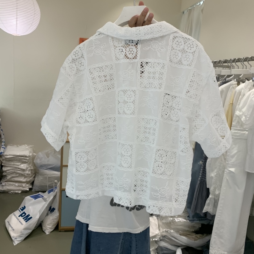 ARE韓國直郵實拍女士新品職業人氣推薦休閑襯衫蕾絲衫蕾絲ARE YOU/ARE襯衫/蕾絲衫