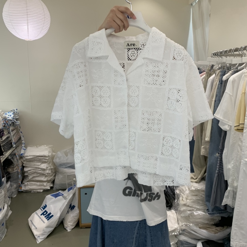 ARE韓國直郵實拍女士新品職業人氣推薦休閑襯衫蕾絲衫蕾絲ARE YOU/ARE襯衫/蕾絲衫圖色1