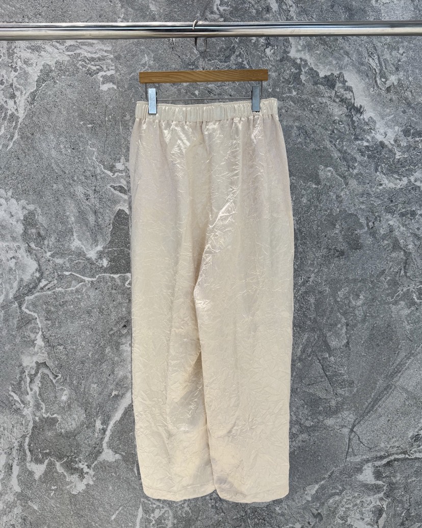 ROOKIE BUD韓國直郵女裝新款職業人氣時尚休閑褲褶皺緞面ROOKIE BUD-P休閑褲