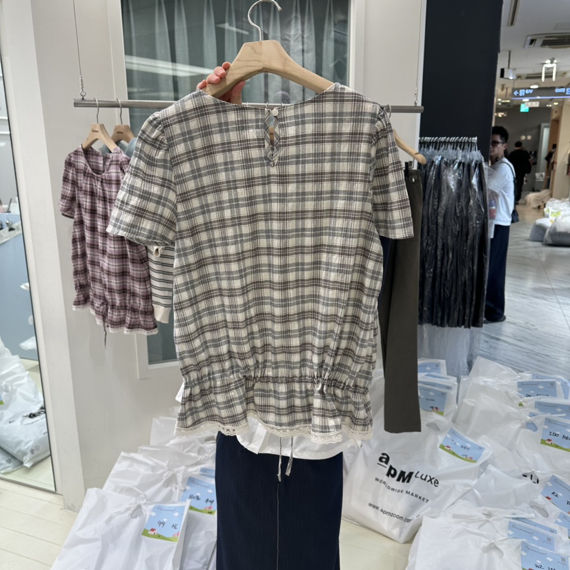 OURMOMENT韓國東大門代購女裝新品推薦人氣襯衫蕾絲衫褶皺OURMOMENT襯衫/蕾絲衫