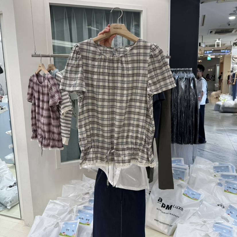 OURMOMENT韓國東大門代購女裝新品推薦人氣襯衫蕾絲衫褶皺OURMOMENT襯衫/蕾絲衫圖色3