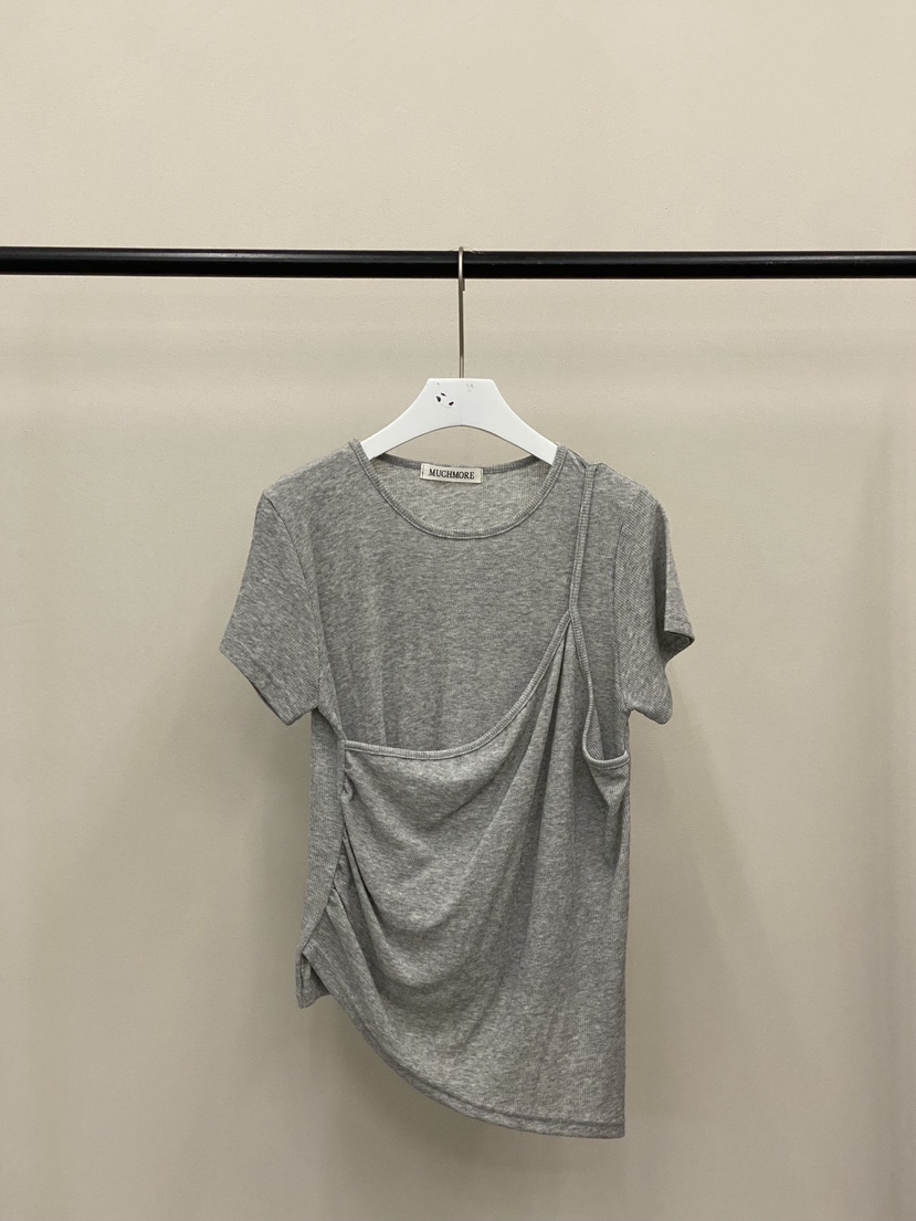 MUCH MORE/JACKPOT韓國直郵女士新品26春夏熱賣T恤假兩件MUCH MORE/JACKPOTT恤圖色2