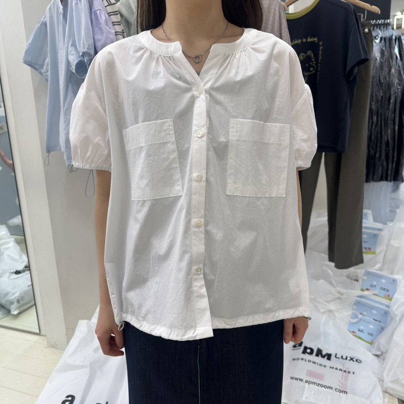 OURMOMENT韓國直郵女士新品休閑熱賣推薦人氣襯衫蕾絲衫褶皺OURMOMENT襯衫/蕾絲衫圖色1