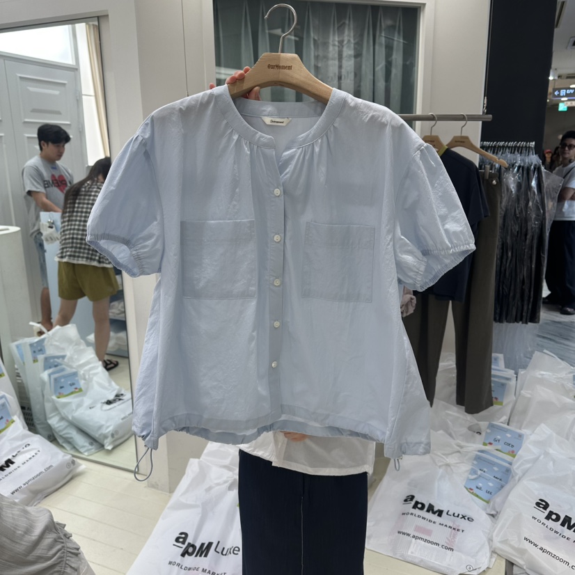 OURMOMENT韓國直郵女士新品休閑熱賣推薦人氣襯衫蕾絲衫褶皺OURMOMENT襯衫/蕾絲衫圖色2