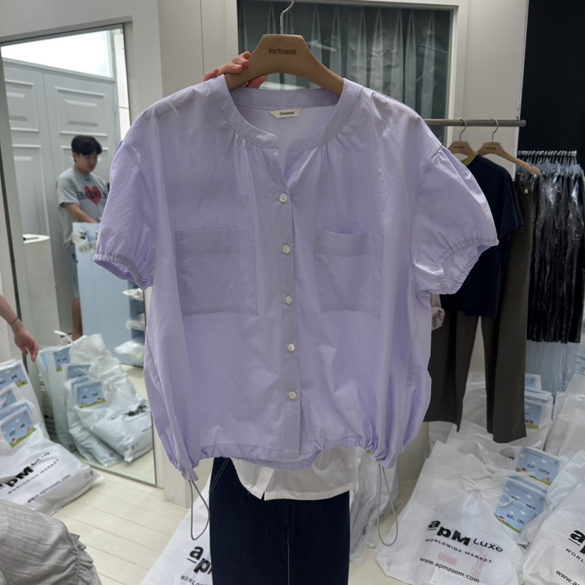 OURMOMENT韓國直郵女士新品休閑熱賣推薦人氣襯衫蕾絲衫褶皺OURMOMENT襯衫/蕾絲衫圖色3