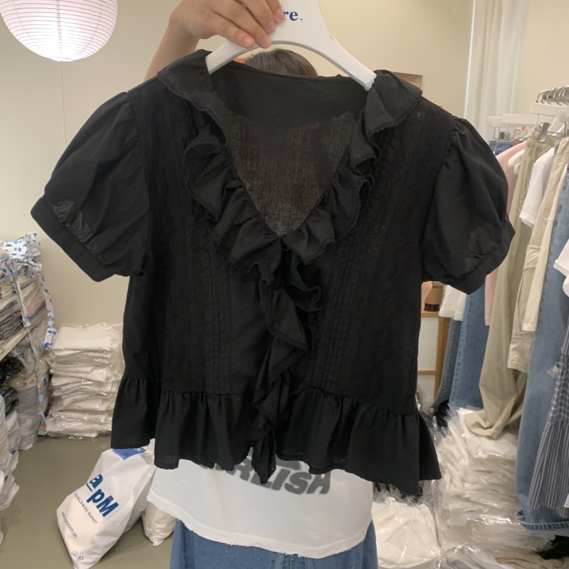 ARE韓國代購女裝新品休閑熱賣人氣推薦時尚26春夏襯衫蕾絲衫ARE YOU/ARE襯衫/蕾絲衫圖色2