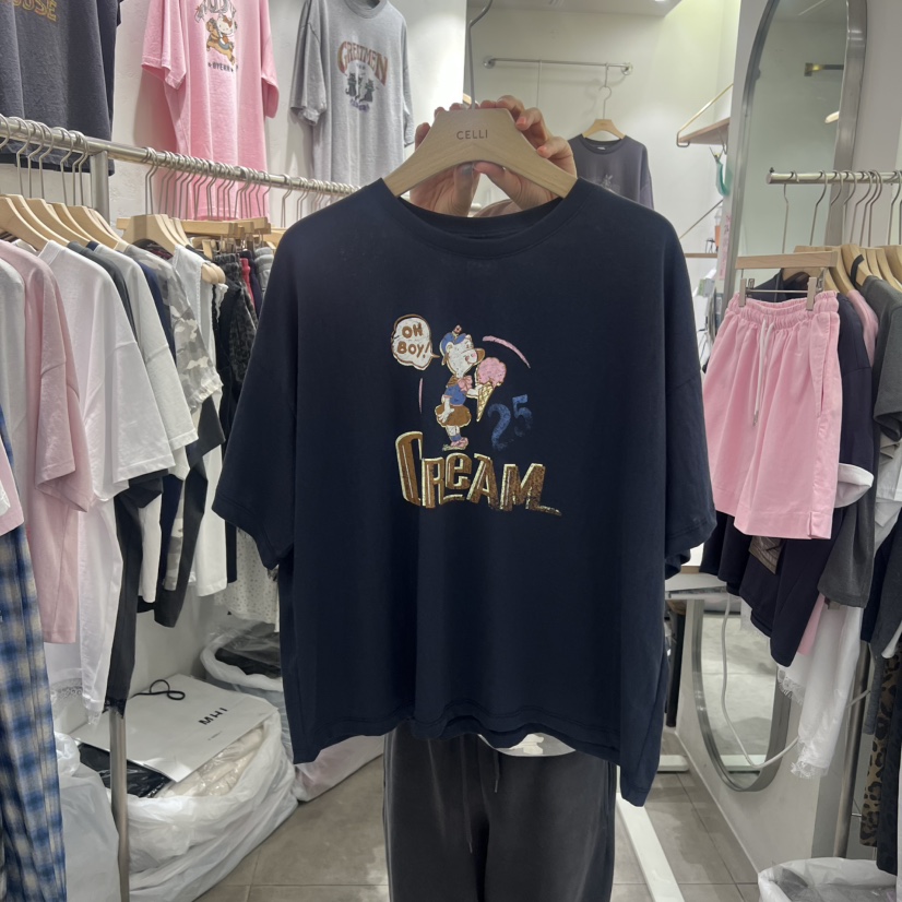 CELLI韓國東大門代購女士新品時尚熱賣人氣推薦休閑職業T恤CELLIT恤圖色3深藍色