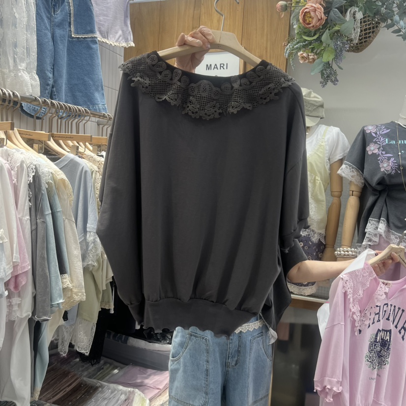 MARI CO韓國東大門直郵女裝新款熱賣26春夏人氣職業T恤蕾絲MARI COT恤