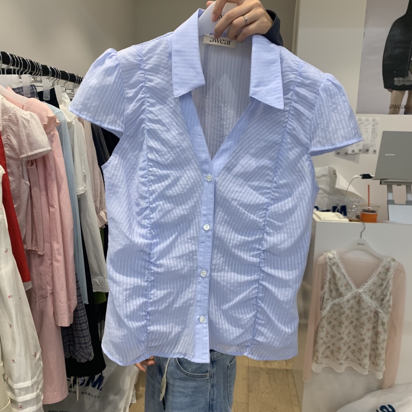 RUMIRU/AWEAR韓國代購女士新品人氣26春夏職業襯衫蕾絲衫awear/RUMIRU襯衫/蕾絲衫圖色1