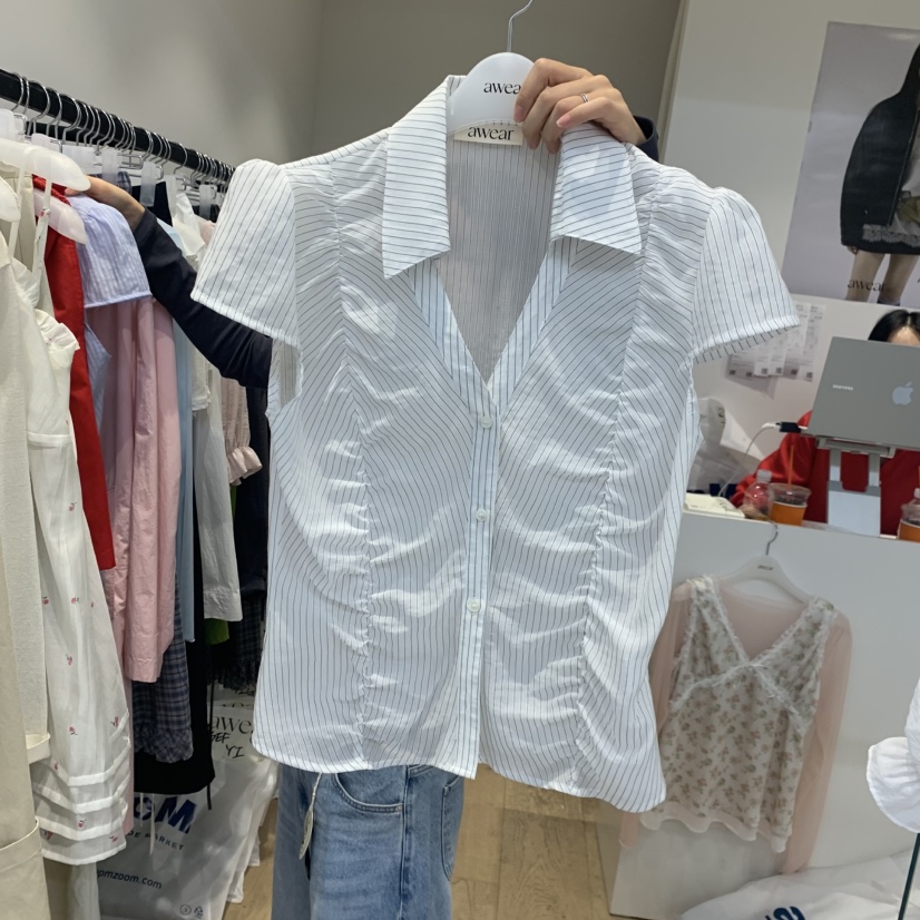 RUMIRU/AWEAR韓國代購女士新品人氣26春夏職業襯衫蕾絲衫awear/RUMIRU襯衫/蕾絲衫圖色2