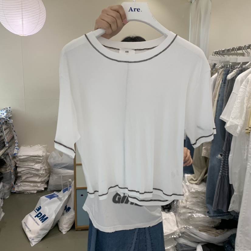 ARE韓國東大門代購女士新款休閑職業時尚26春夏人氣推薦T恤ARE YOU/ARET恤圖色2