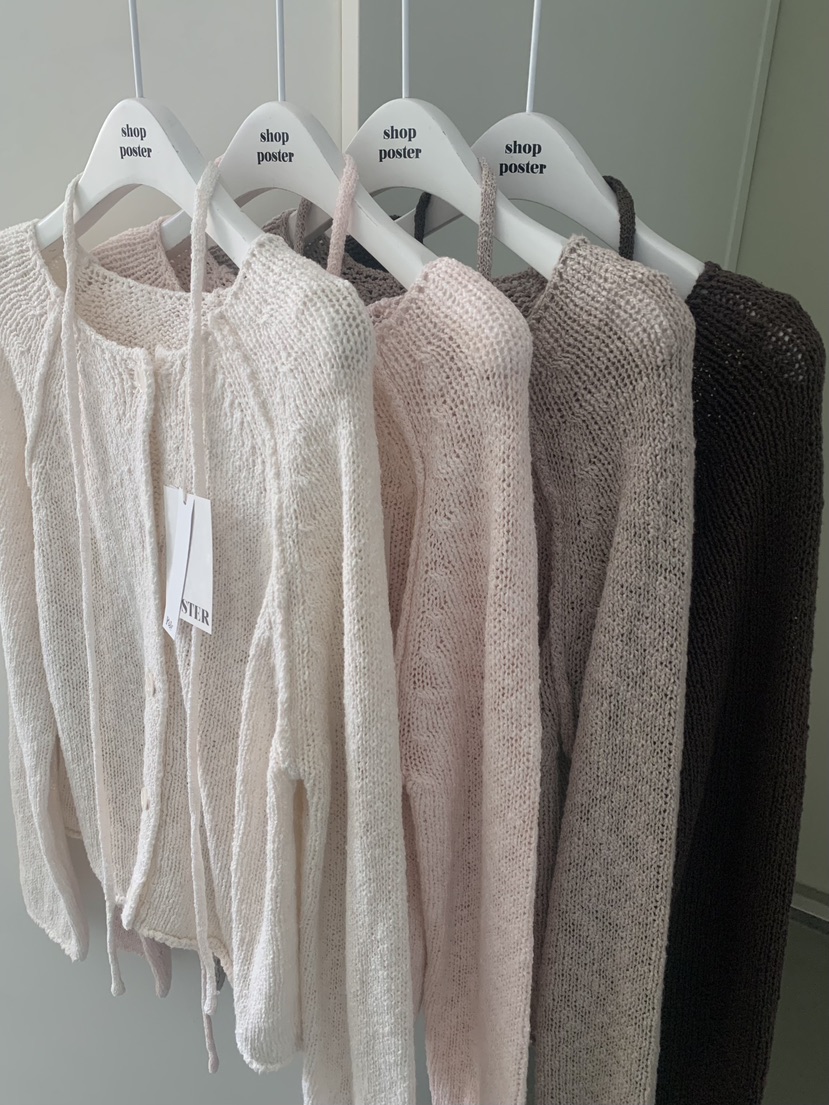 SHOP POSTER韓國直郵女士新款休閑熱賣時尚針織衫含腰繩SHOP_POSTER針織衫