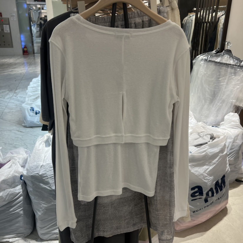 RAWROW韓國東大門直郵女裝新款熱賣休閑職業長袖T恤假兩件RAWROW長袖T恤