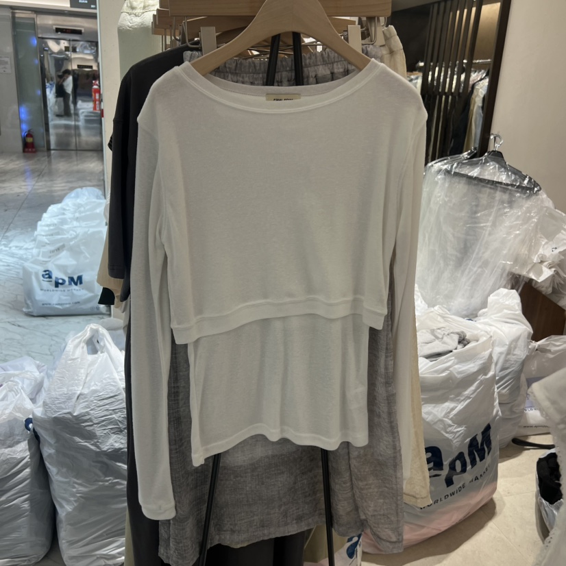 RAWROW韓國東大門直郵女裝新款熱賣休閑職業長袖T恤假兩件RAWROW長袖T恤圖色1