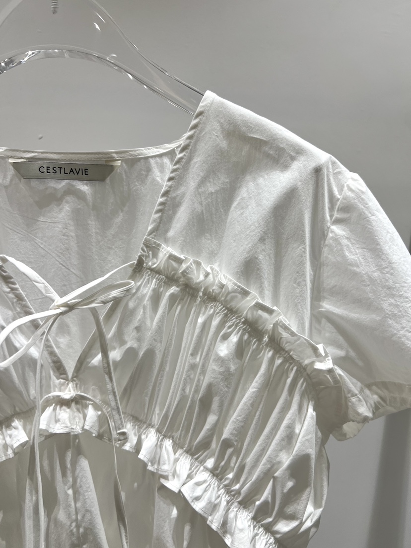 CESTLAVIE韓國代購女士新款時尚休閑人氣襯衫蕾絲衫棉質褶皺CESTLAVIE襯衫/蕾絲衫