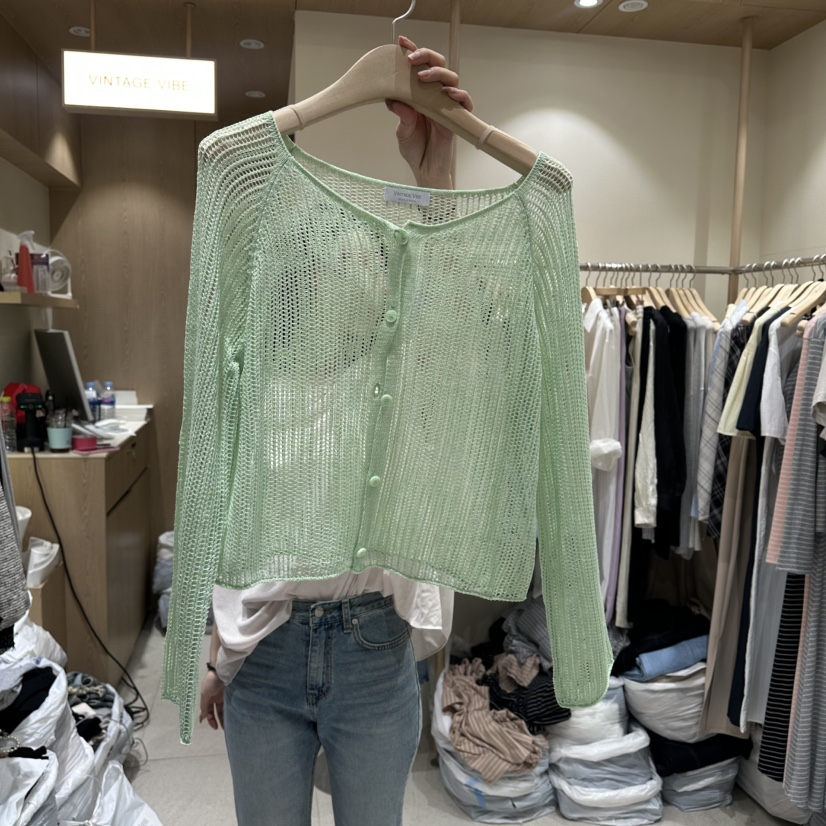 VINTAGE VIBE韓國直郵女士新款26春夏人氣針織衫亞麻開衫VINTAGE VIBE針織衫圖色2