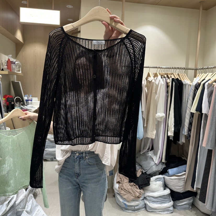 VINTAGE VIBE韓國直郵女士新款26春夏人氣針織衫亞麻開衫VINTAGE VIBE針織衫圖色3