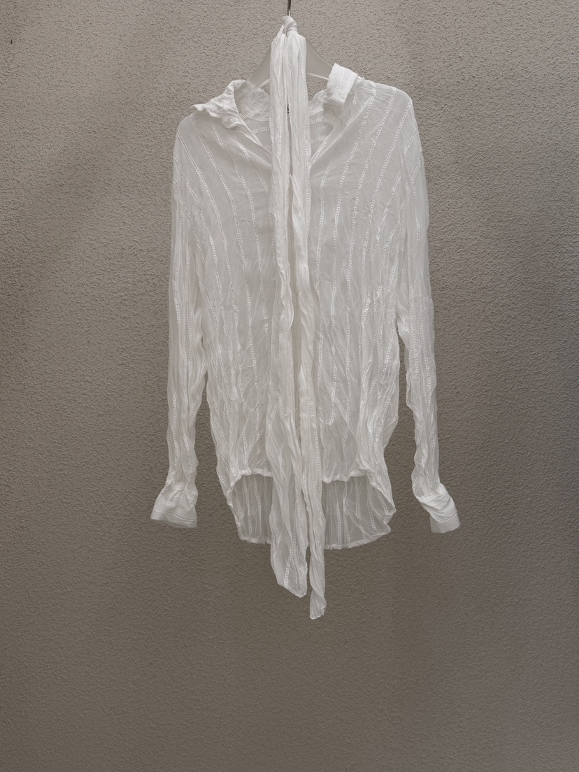 MWE韓國東大門直郵女士新款26春夏熱賣人氣襯衫蕾絲衫含圍巾MWE襯衫/蕾絲衫圖色1